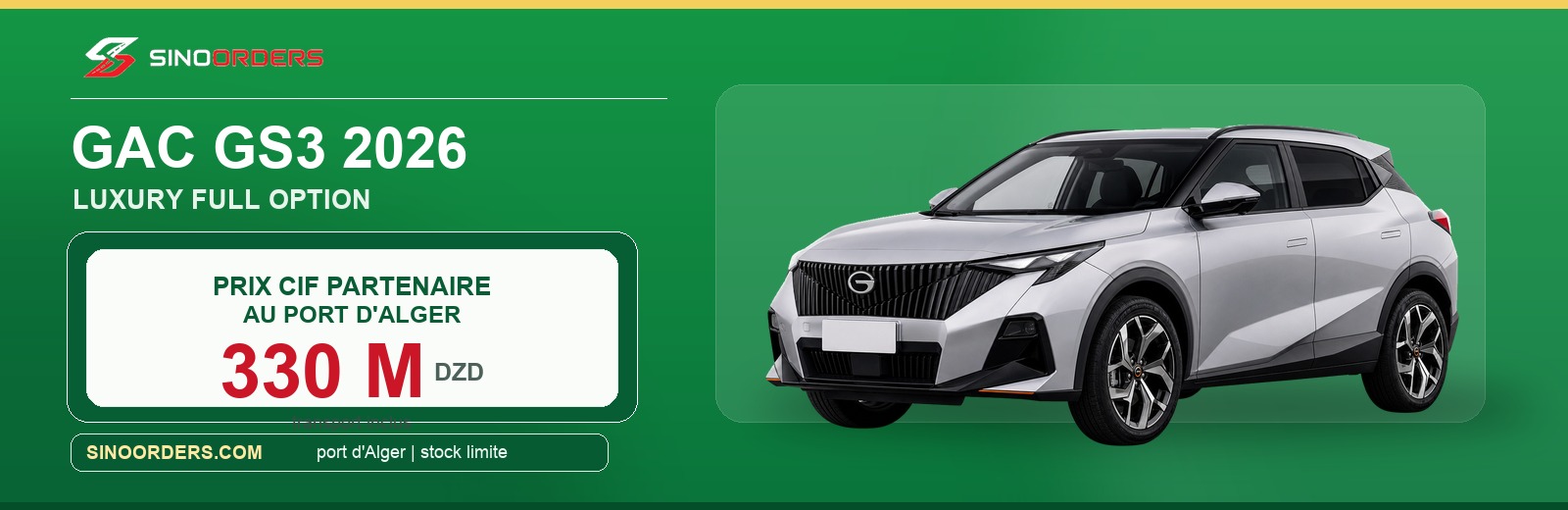 GAC GS3 2026 CIF Algerie promo